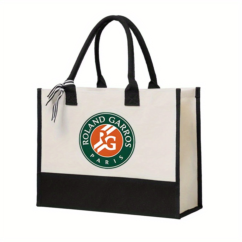 Roland Garros Sac Fourre-Tout Tennis – Sac en Toile Léger Pliable avec Logo Sportif de Paris & Imprimé