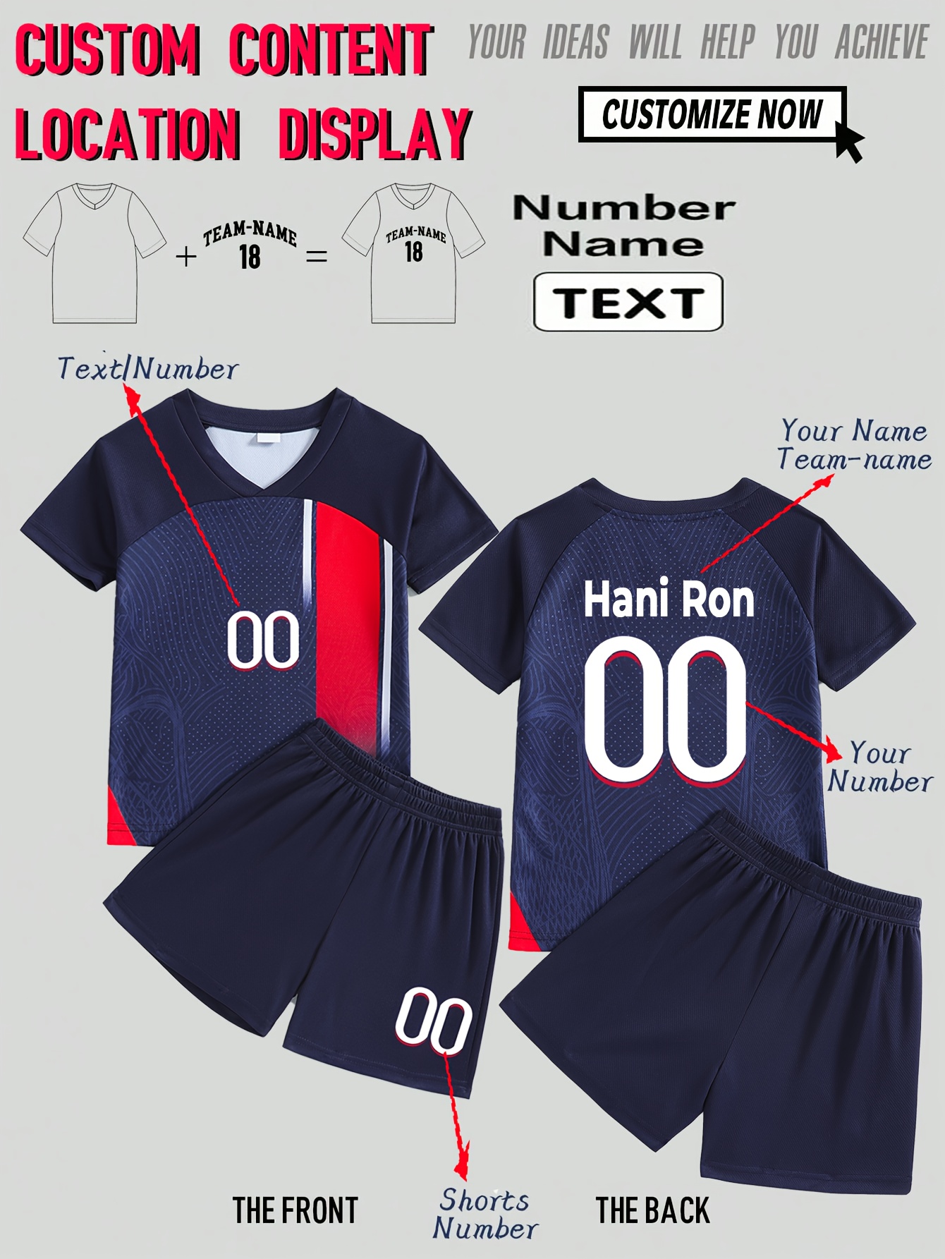 Kit maillot de Football Personnalisé pour Jeunes avec Nom et Numéro